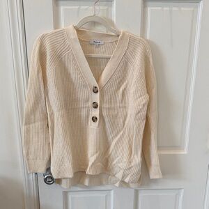 Madewell Lyle Rib Henley Sweater- XS Cream